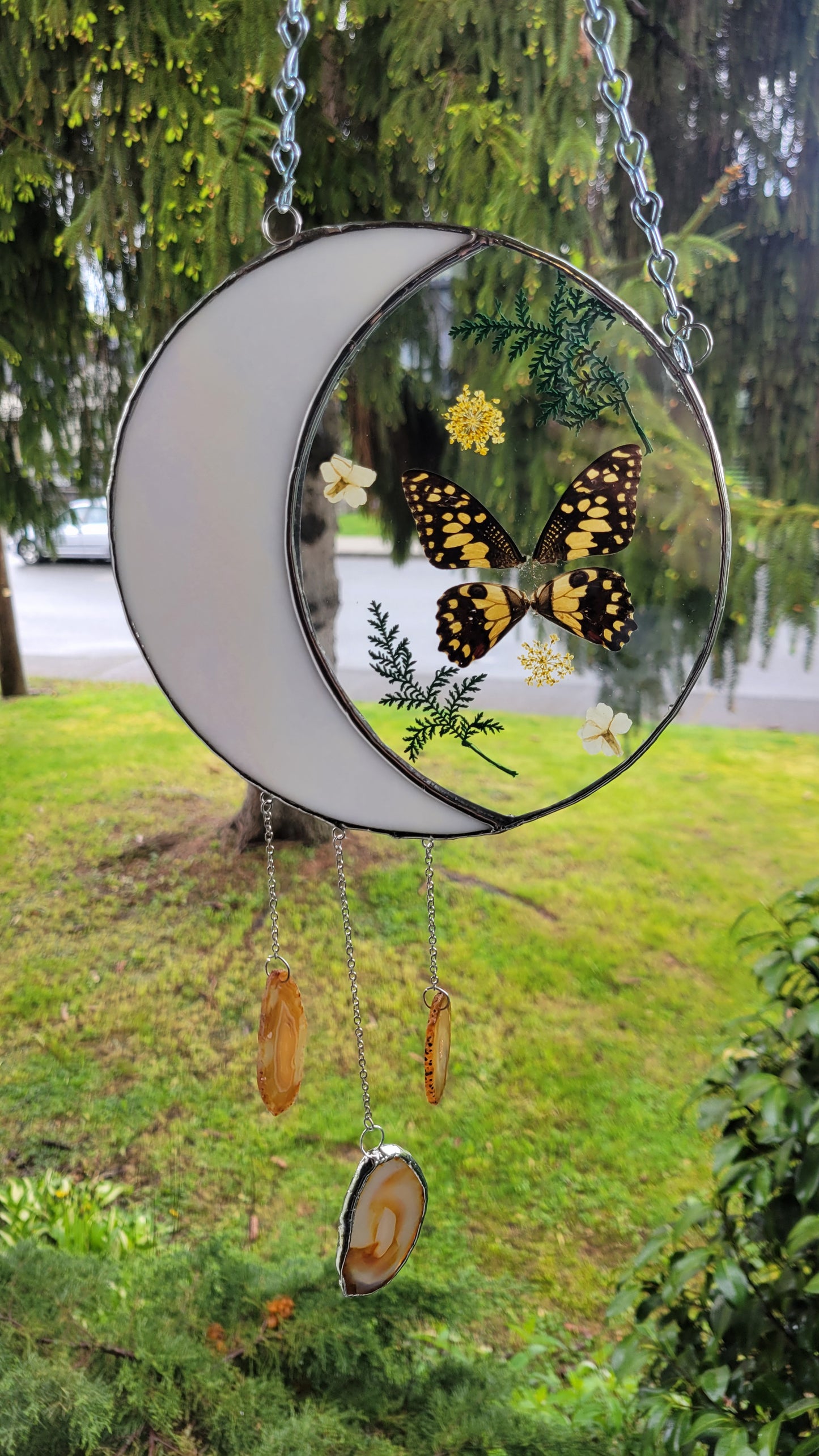 Yellow Butterfly Moon with Agate