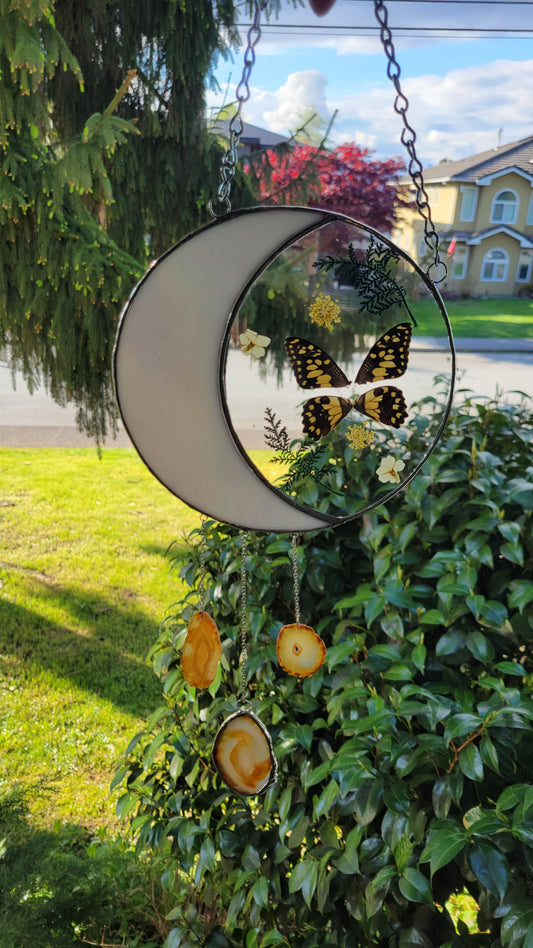 Yellow Butterfly Moon with Agate