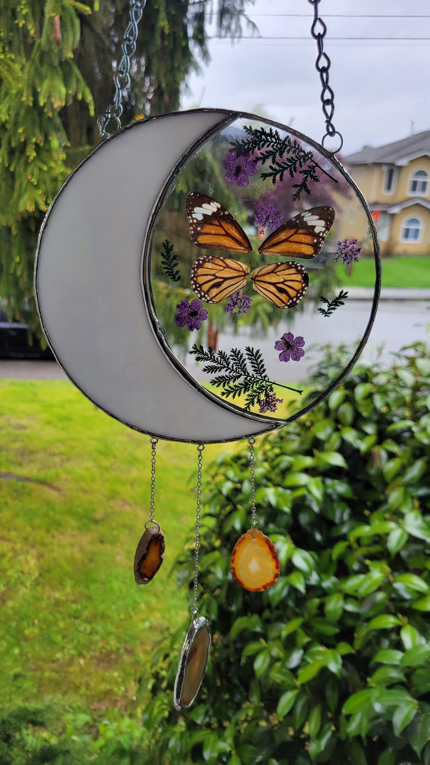 Orange Butterfly Moon with Agate